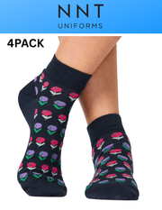 4PACK NNT Blossom Bliss Ankle Socks Ink Multi Cotton Rich CATKZC