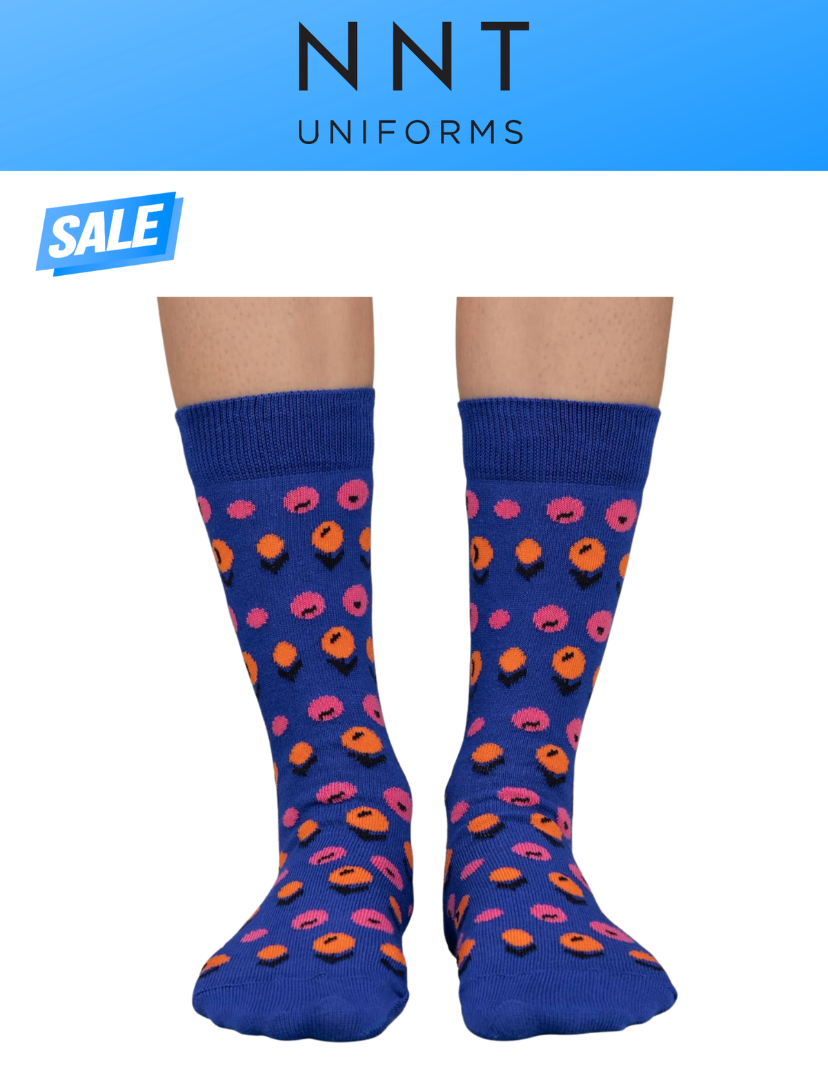 SALE NNT Peach Blossom Crew Socks Blue Peach Unisex Cotton Rich CATKZD