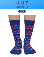 4PACK NNT Peach Blossom Crew Socks Blue Peach Unisex Cotton Rich CATKZD