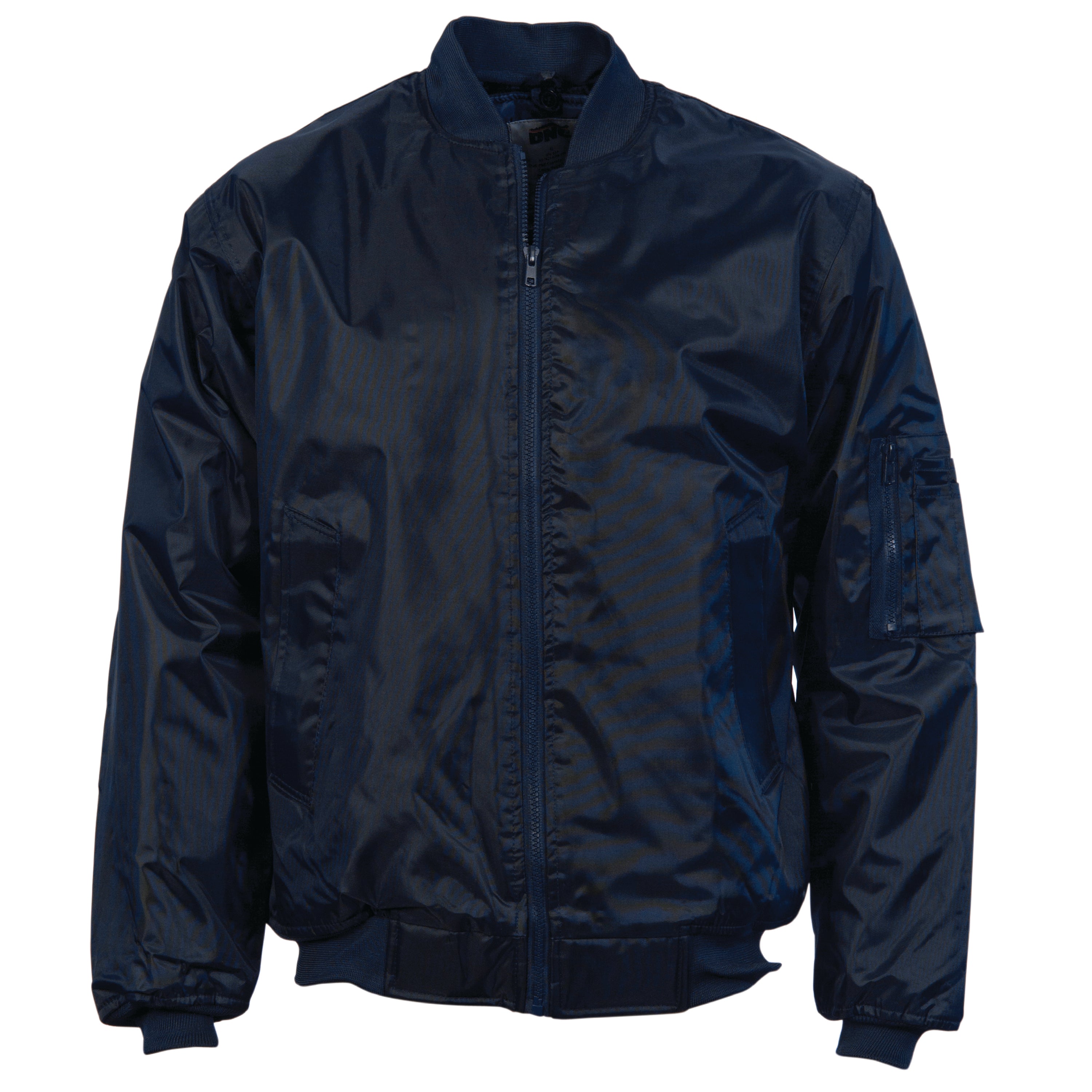Navy blue bomber jacket.