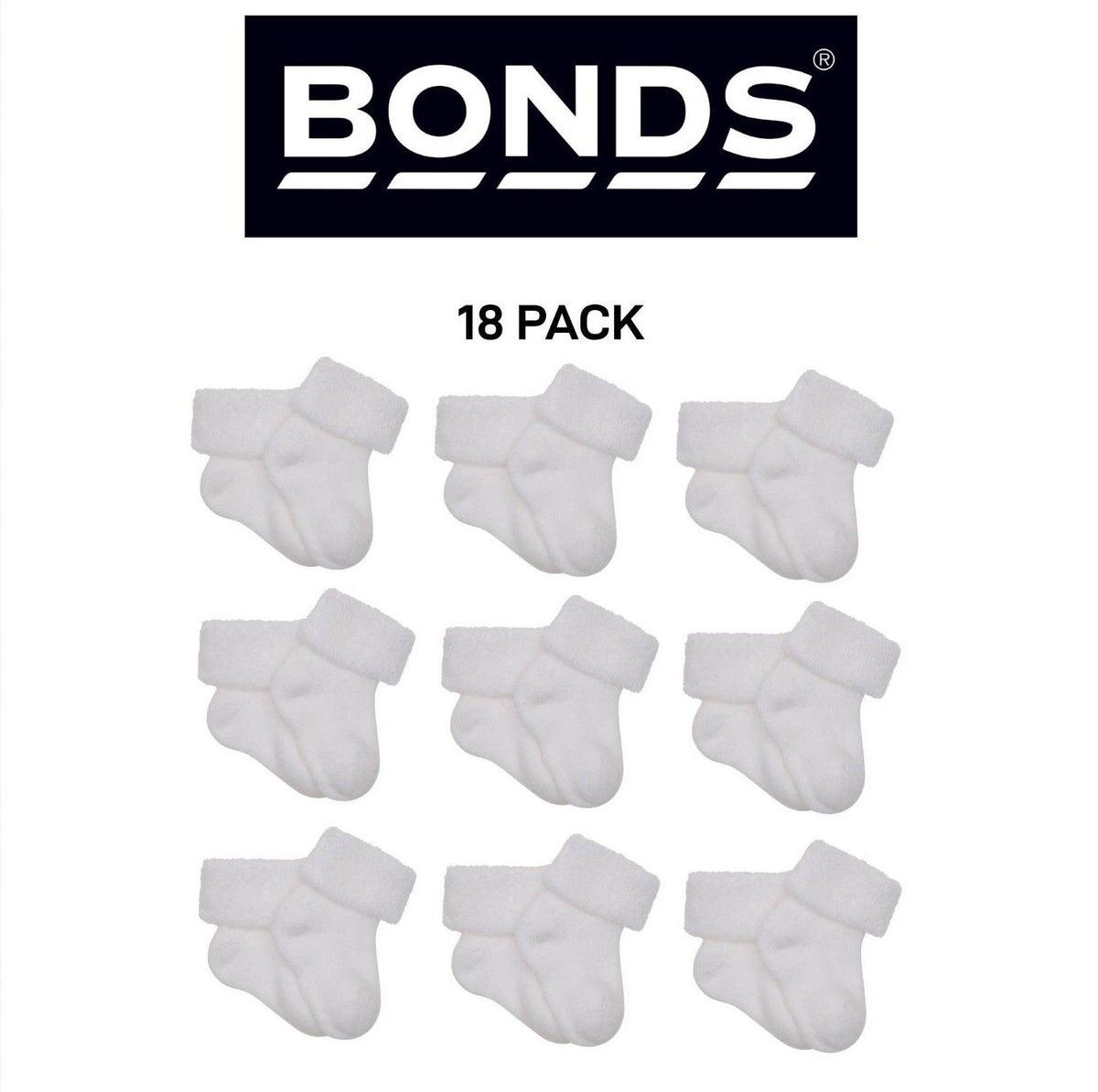 Bonds Baby Wondersock Super Soft Cotton and Durable Comfy 18 Pack R6289T