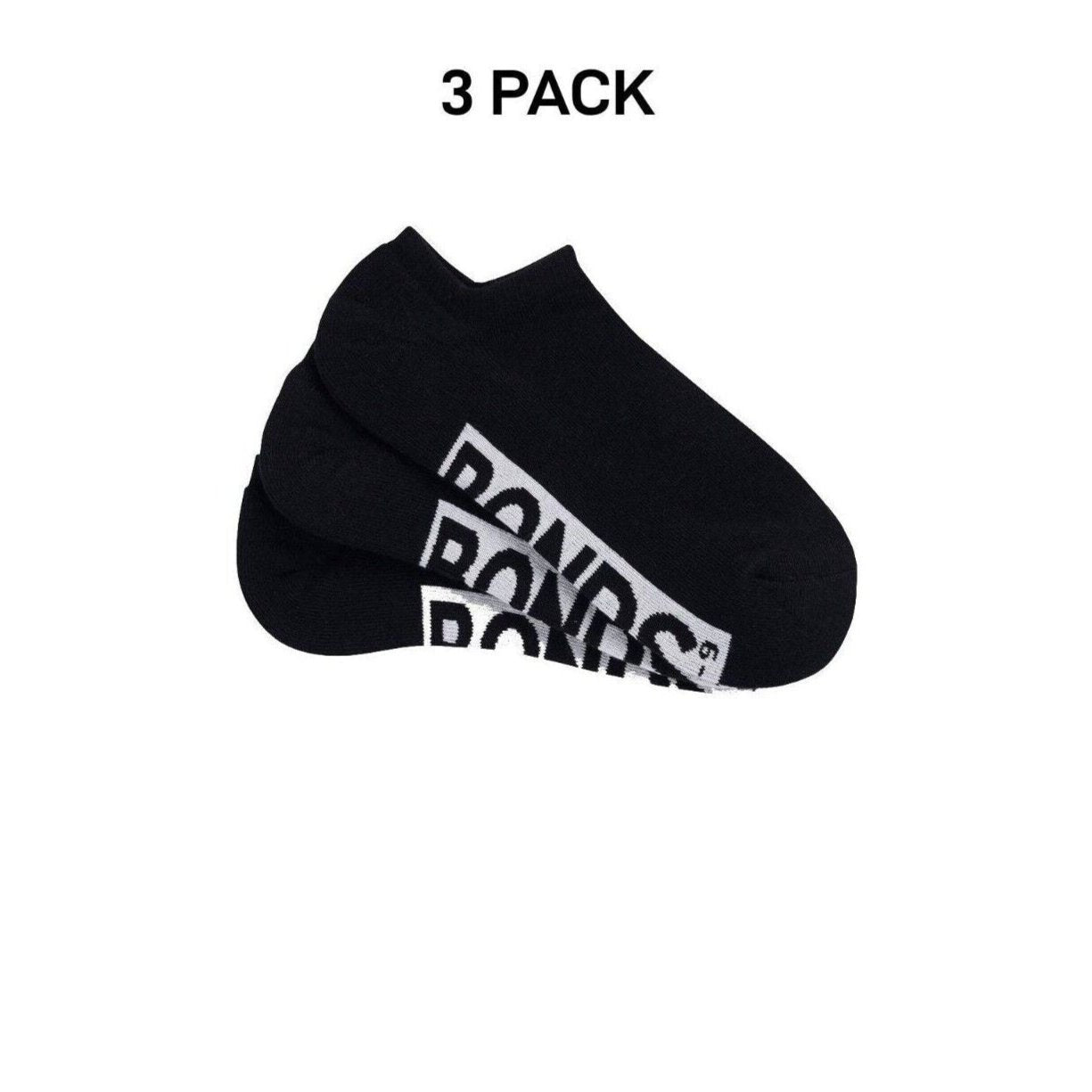 Bonds Mens Logo Cushioned No Show Smooth & Soft Cushioning Socks 3 Pack SXN73N