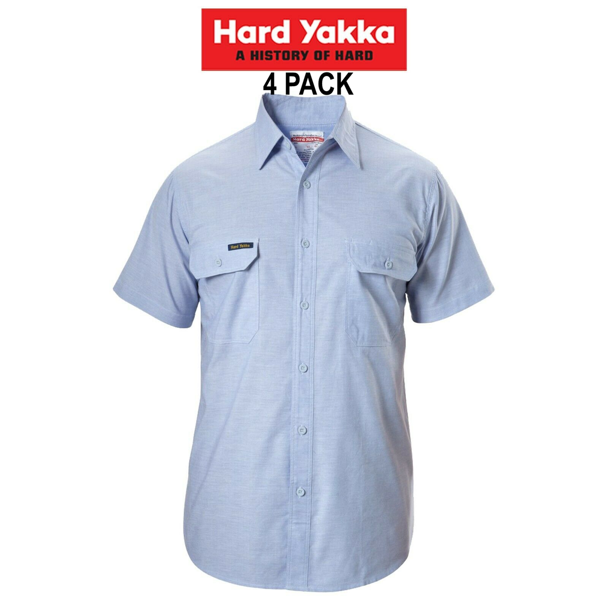 Hard Yakka 4 Pack Short Sleeve Chambray Light Cotton Business Work Shirt Y07529