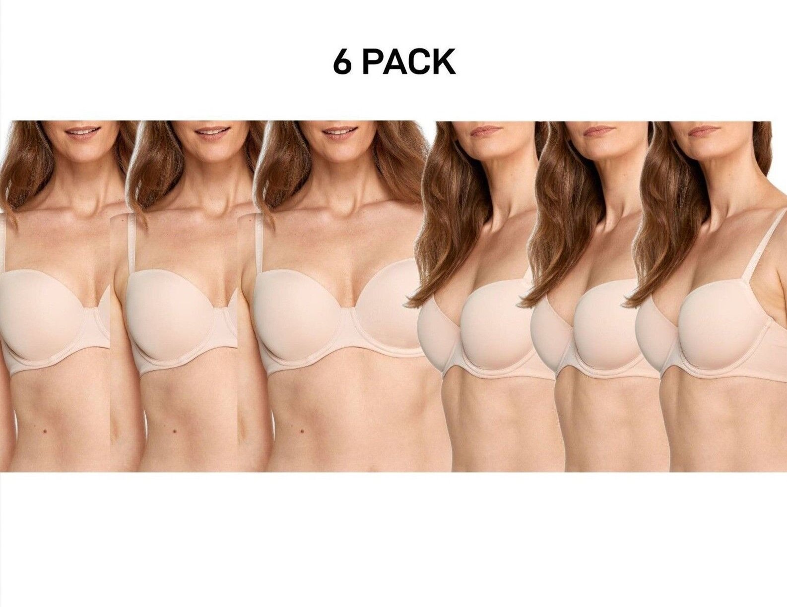 Bonds Womens Invisi Full Busted T-Shirt Bra Comfy Strap Soft Smooth 6 Pack YXC4Y