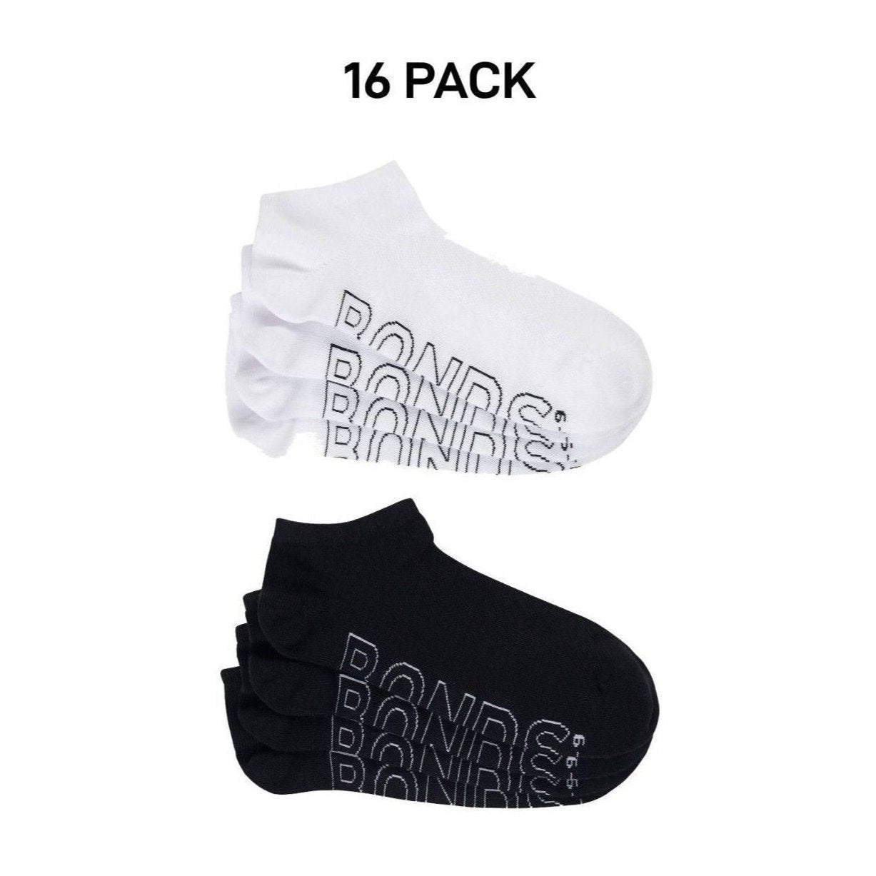 Bonds Mens Logo Lightweight No Show With Mesh Cooling Zone Socks 16 Pack SXN44N