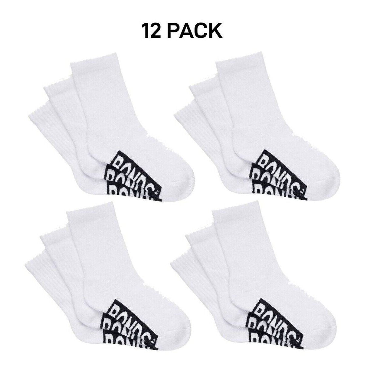 Bonds Kids Cushioned Crew Cushioned Smooth Toe Seams Socks 12 Pack RXUY3N