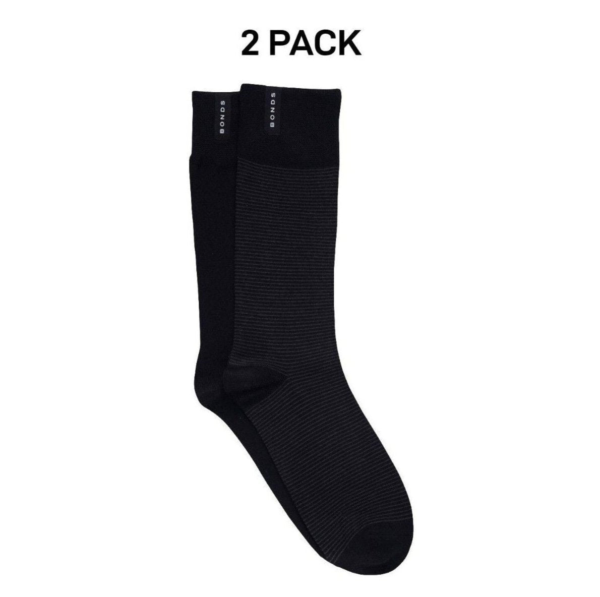 Bonds Mens Viscose Crew Sock Reinforced Heel & Toe for Durability 2 Pack SYJX2N