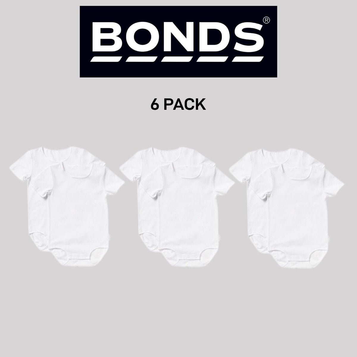 Bonds Baby Wonderbodies Short Sleeve Bodysuit Ultimate Comfort 6 Pack BY4TA