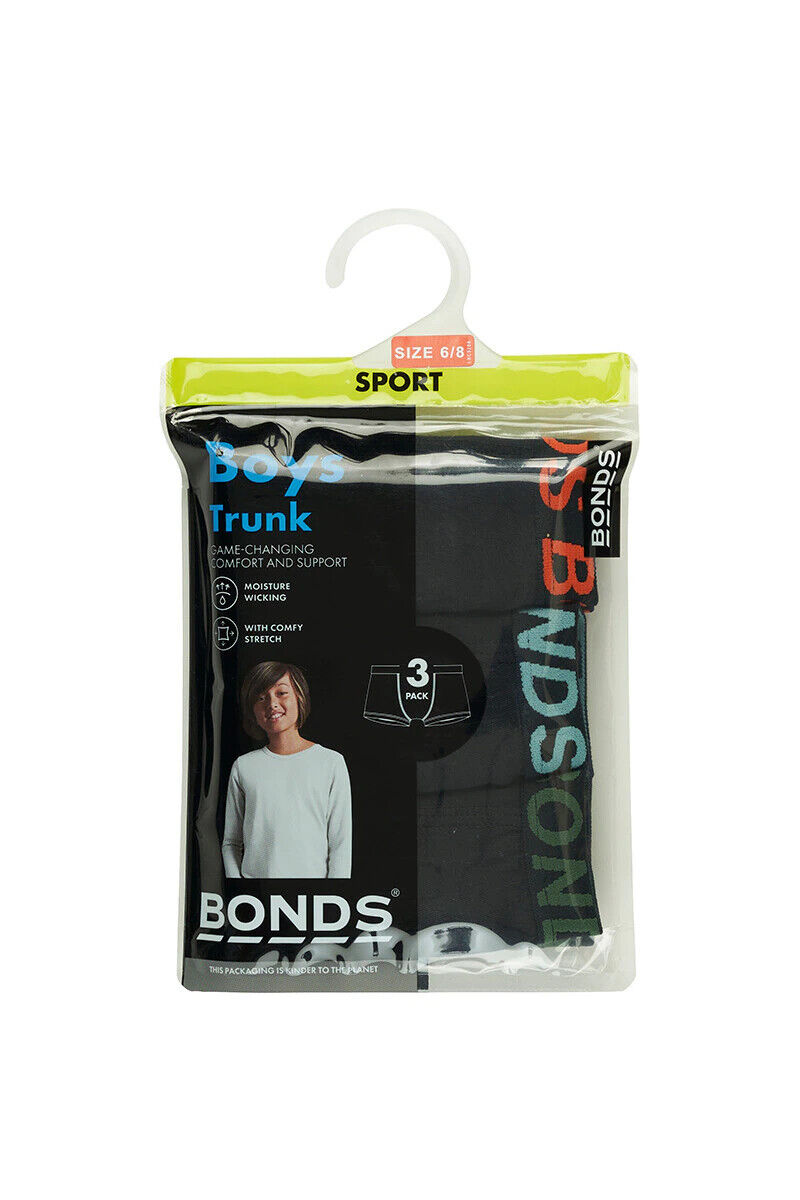 Bonds Boys Trunk Sport Moisture Wicking Cool & Dry Comfort Covered 6 Pack UWKN3A