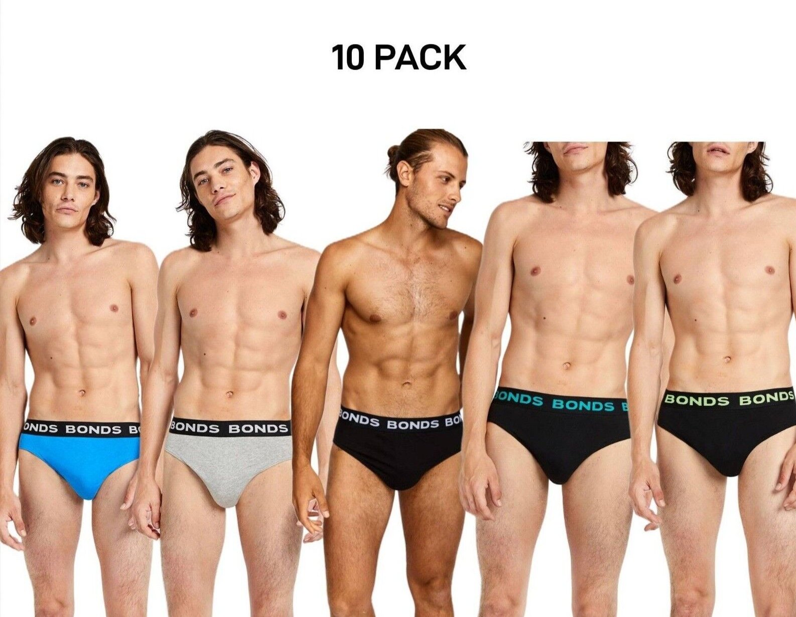 Bonds Mens Hipster Brief  Wide Comfortable Elastic Waistband 10 Pack M8DM5T