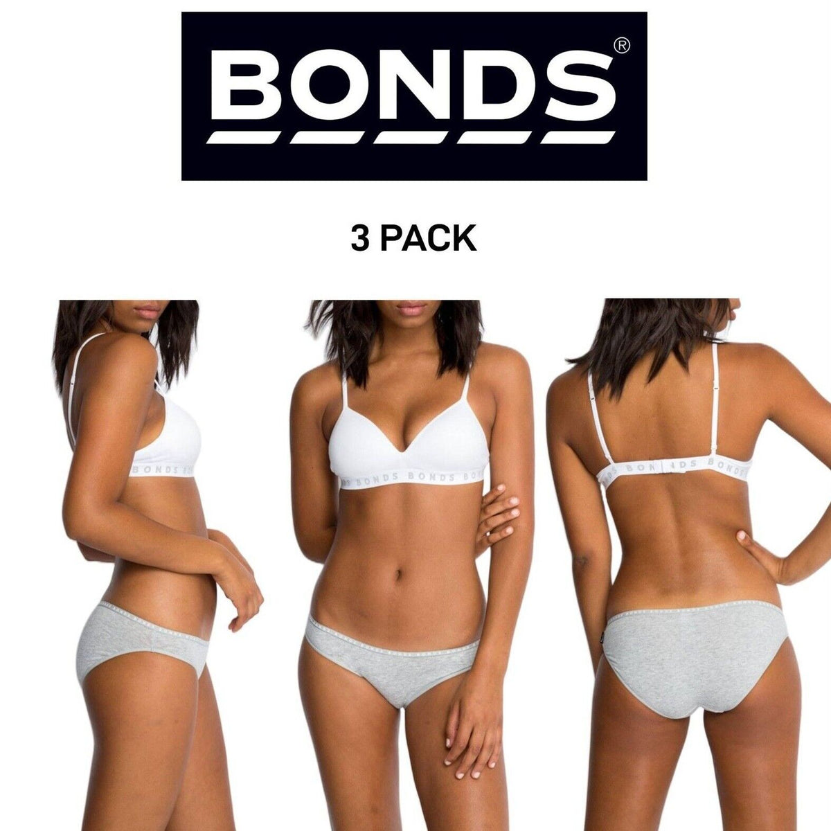 Bonds Womens Hipster Bikini Comfortable Coverage Low Rise Waist 3 Pack WUVXA