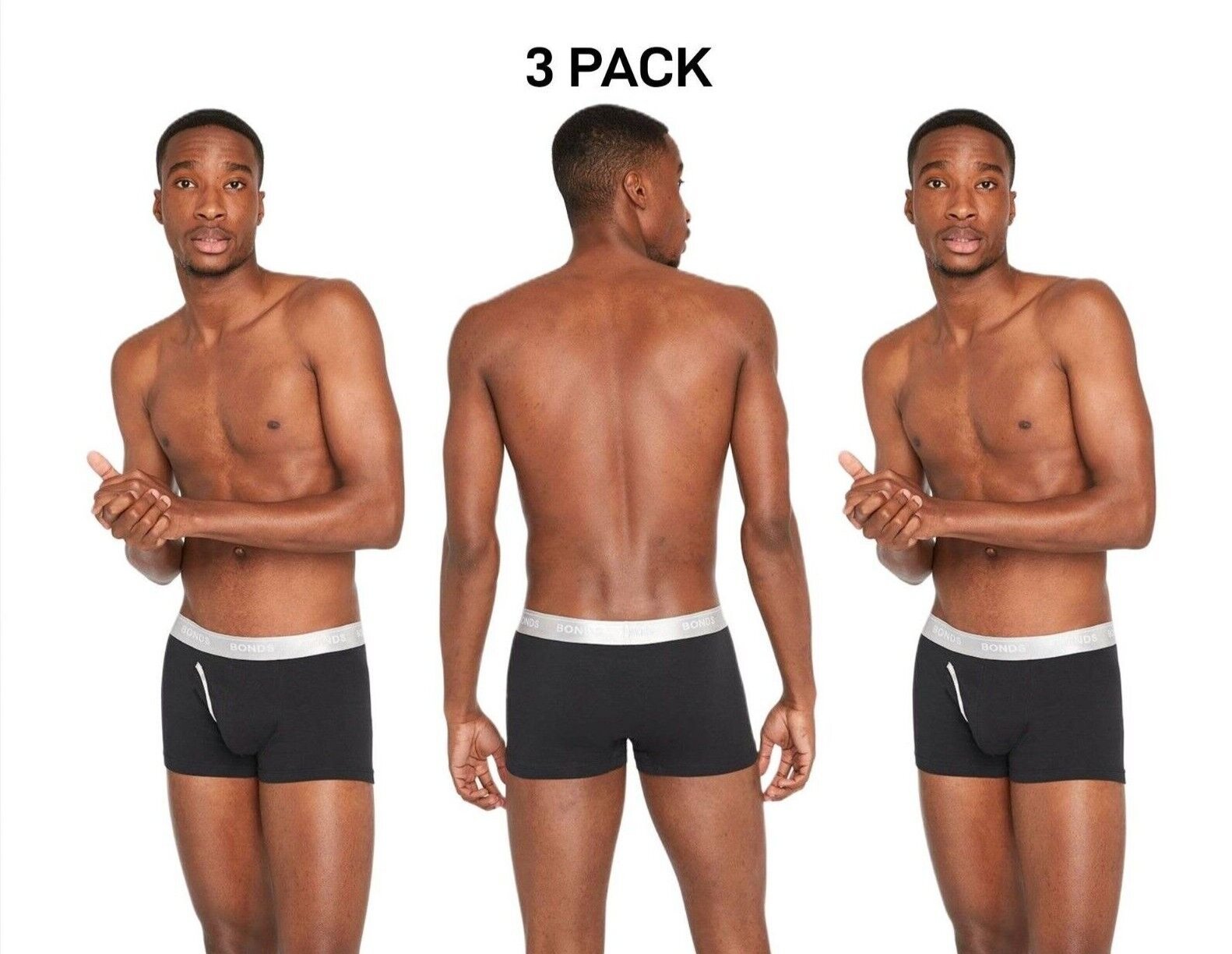 Bonds Mens Guyfront Trunk Seamless Side Comfortable Functional Fly 3 Pack MZVJSI