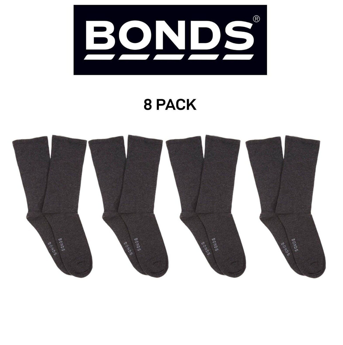 Bonds Mens Stay Up Crew Cotton Rich Softness Stay Up Technology 8 Pack SXXY2N