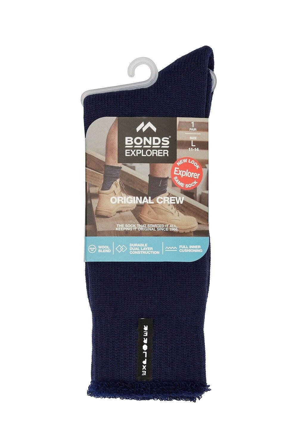 Bonds Explorer Original Comfortable Wool Blend 3 Pack Crew Sock S1139