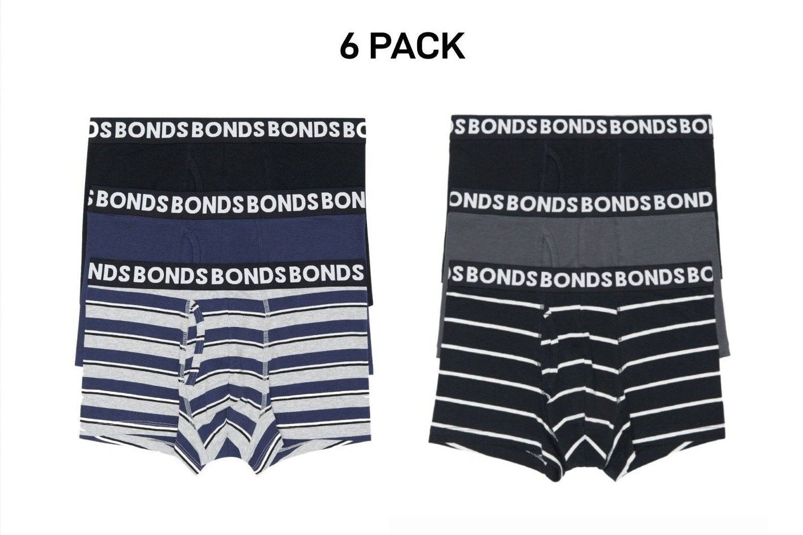 Bonds Mens Everyday Trunks Convenience Comfort & Value Underwear 6 Pack MWQ33A