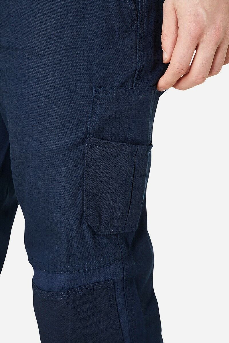 Mens Elwood Work Utility Pants Knee Panels Canvas Tradie Phone Pocket EWD101