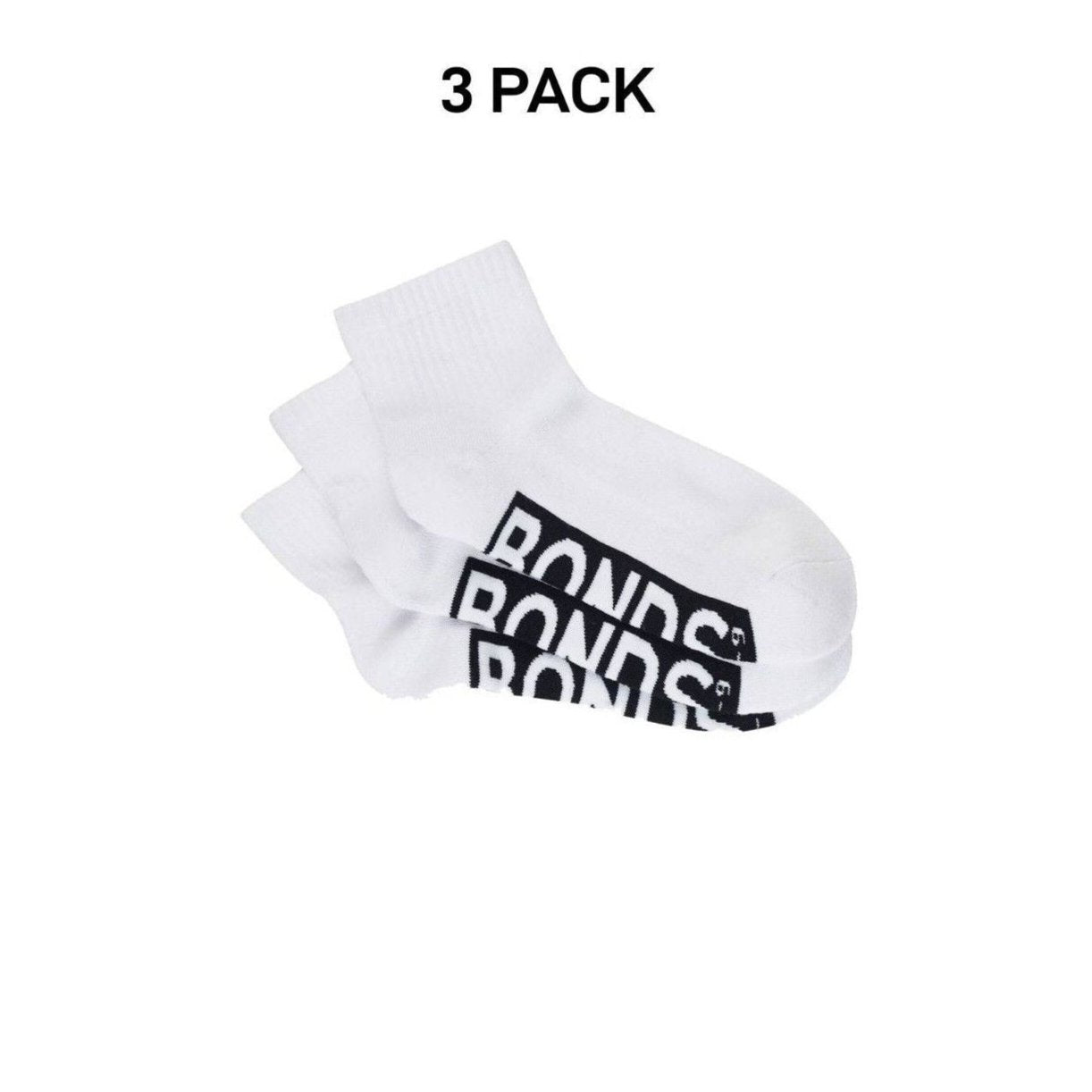 Bonds Mens Logo Cushioned Quarter Crew Socks Smooth Toe Seams 3 Pack SXN93N