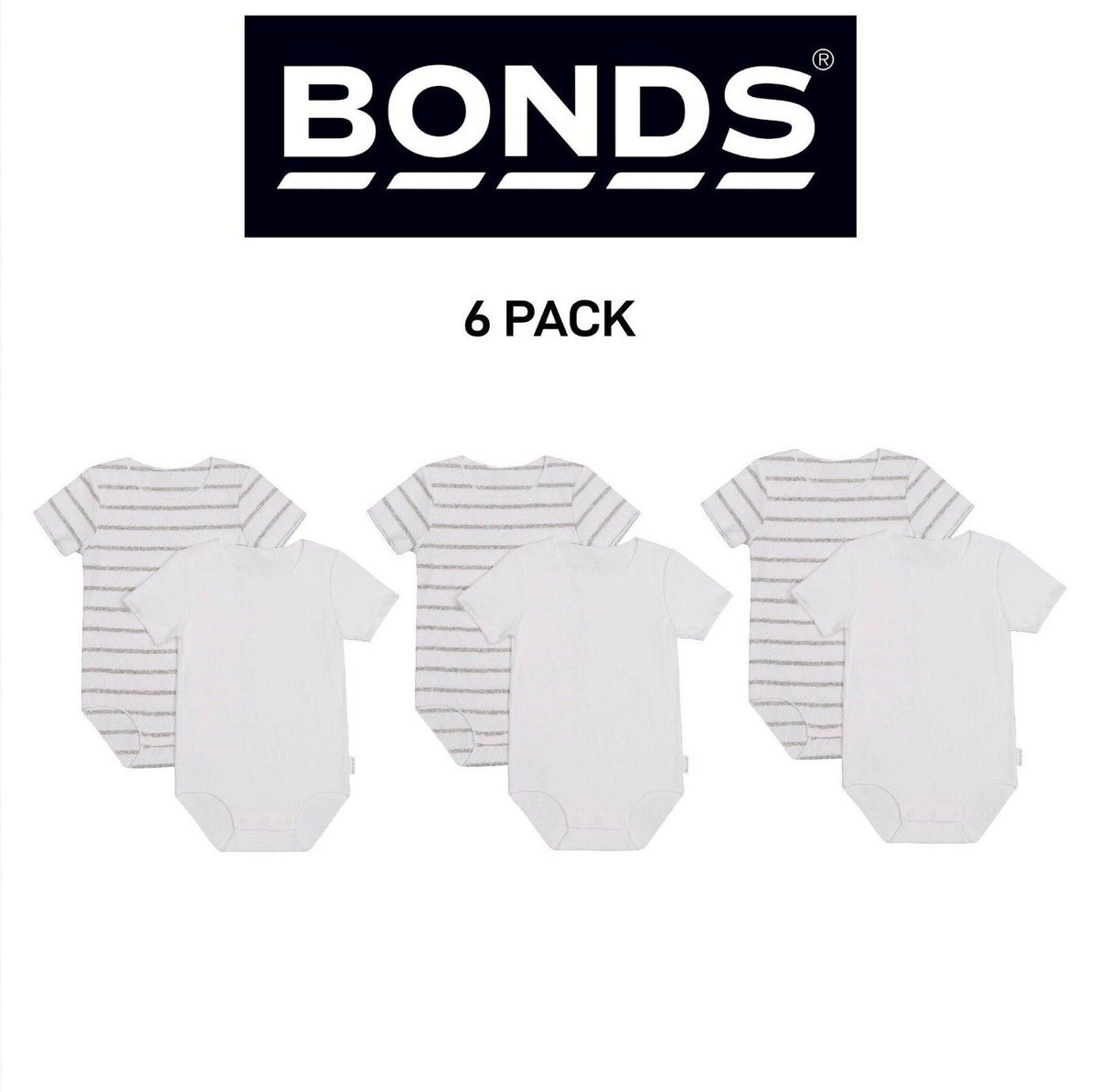 Bonds Baby Wonderbodies Short Sleeve Bodysuit Ultimate Comfort 6 Pack BXK7A
