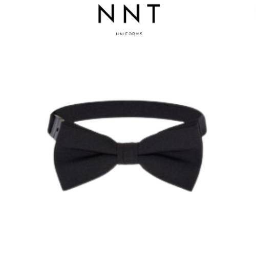 NNT Plain Black Bow Tie Pre Tied Adjustable Neck Black Band CATK34