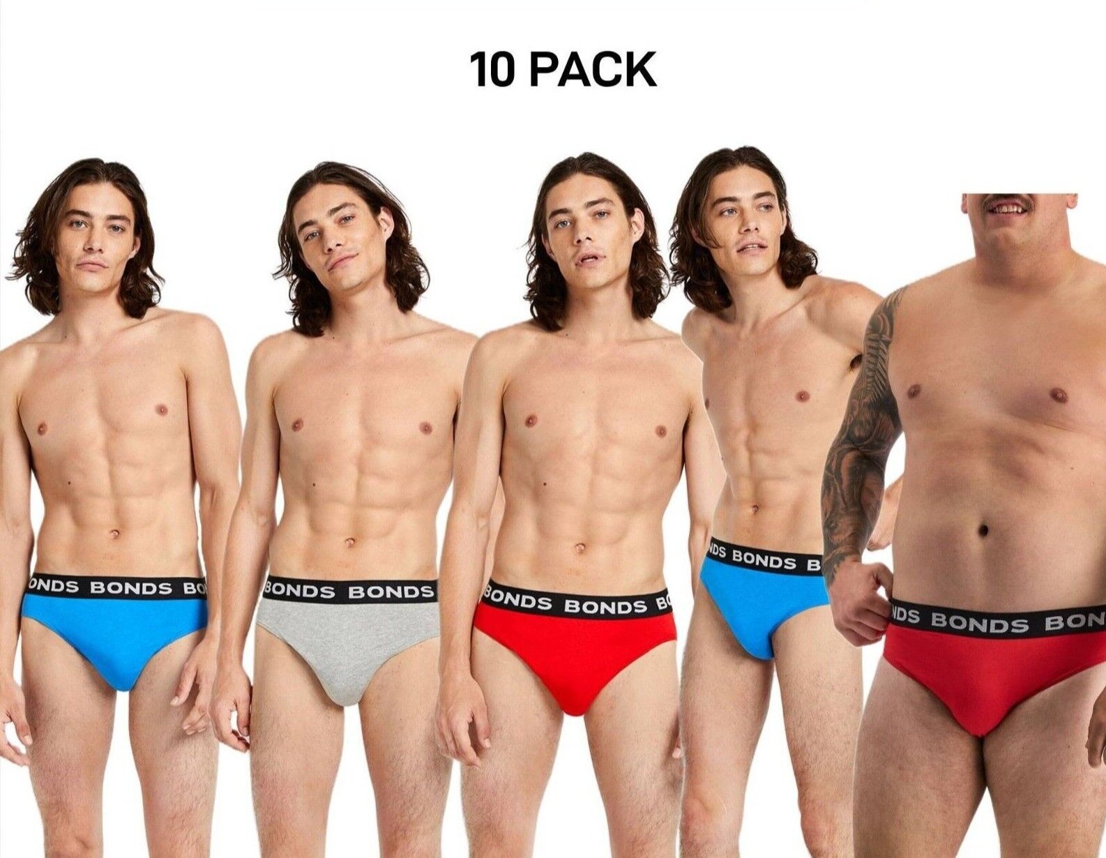 Bonds Mens Hipster Brief  Wide Comfortable Elastic Waistband 10 Pack M8DM5T