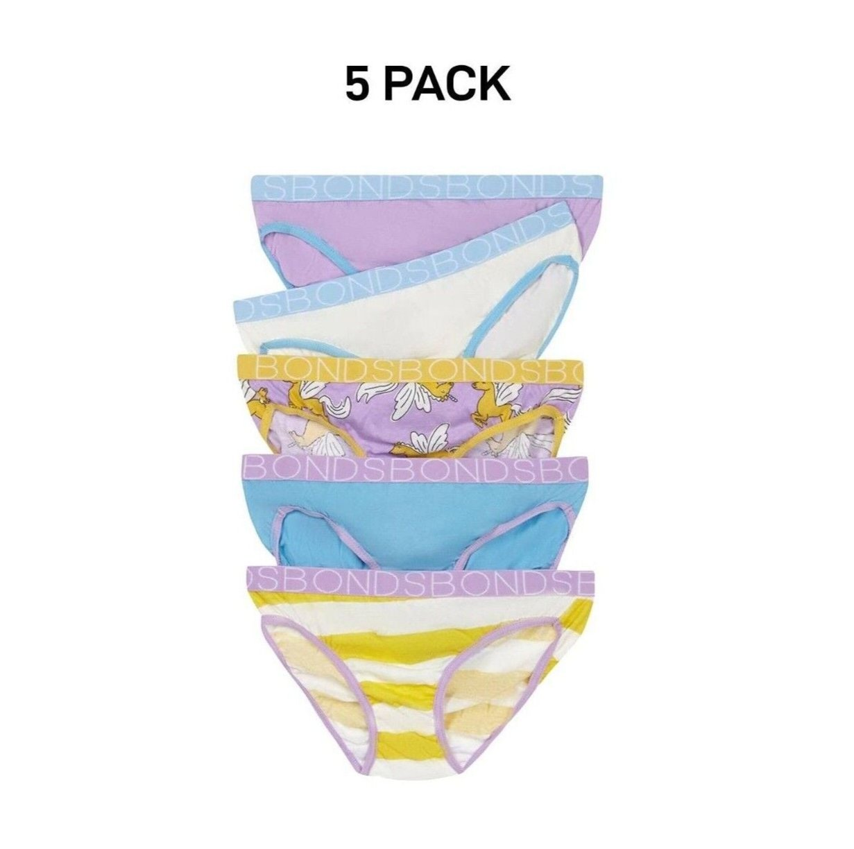 Bonds Girls Bikini Soft and Stretchy Perfect Everyday Coverage 5 Pack UWNV5A