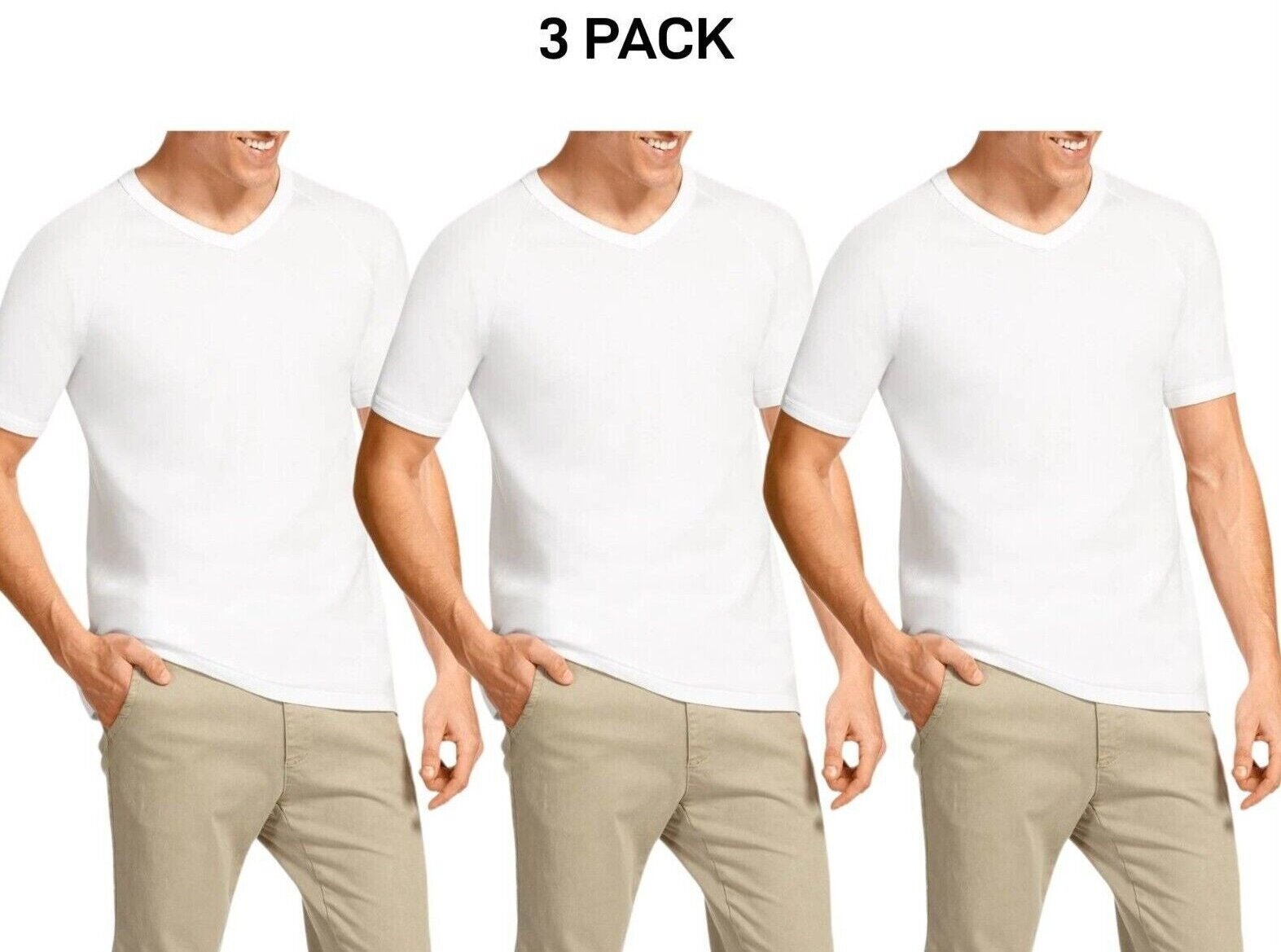 Bonds Mens Genuine V-Neck Raglan Tee Seamfree Sleeve in Smaller Size 3 Pack M976