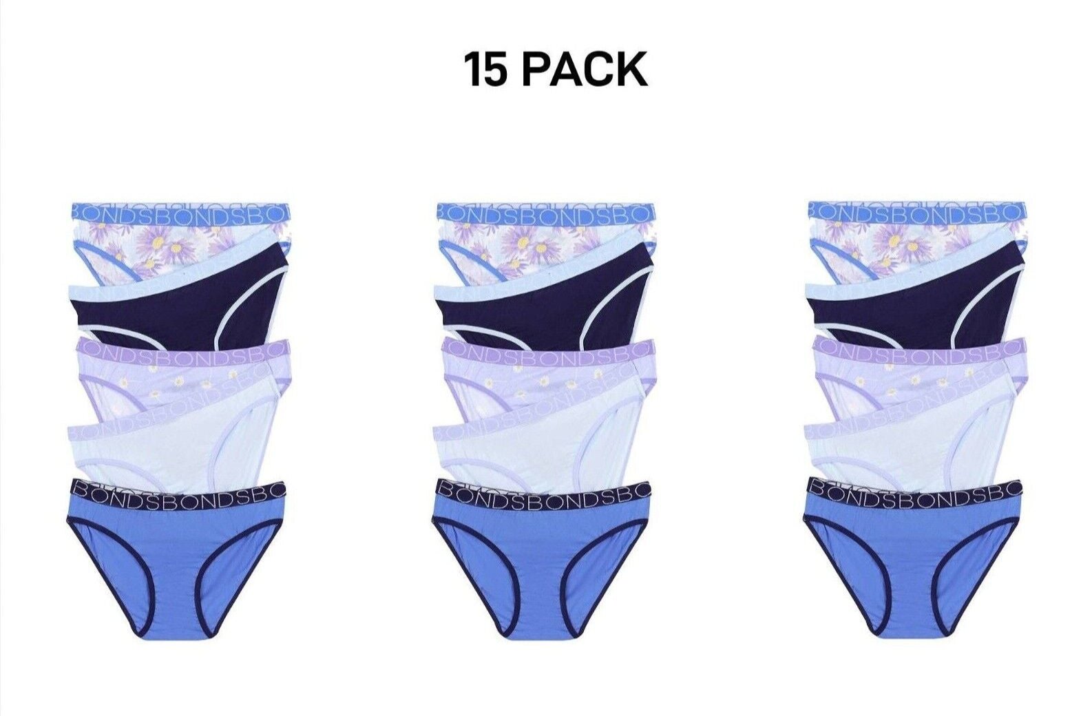 Bonds Girls Bikini Soft and Stretchy Perfect Everyday Coverage 15 Pack UWNV5A