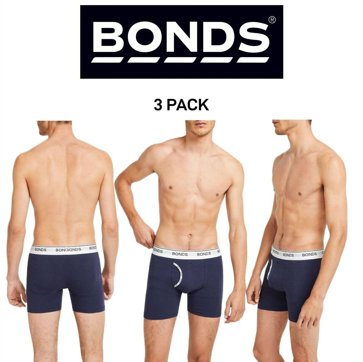 Bonds Mens Guyfront Mid Trunk Moisture Wicking to Keep Cool and Dry 3 Pack MY7WA
