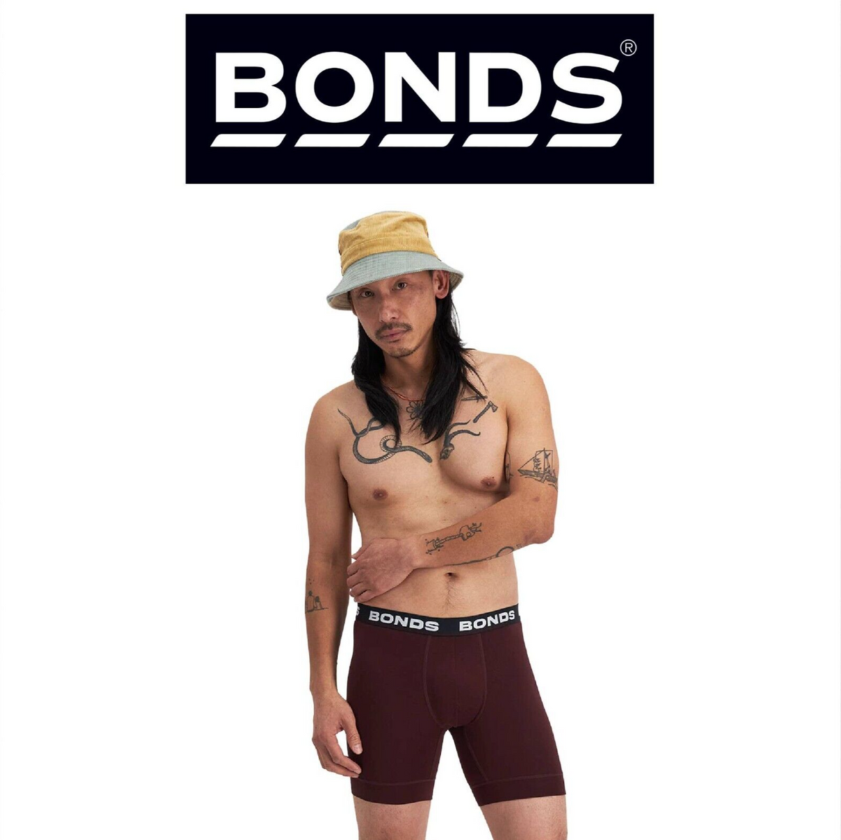 Bonds Mens Total Package Mid Trunk Smooth Viscose Bamboo Comfy Mid Length MWA9
