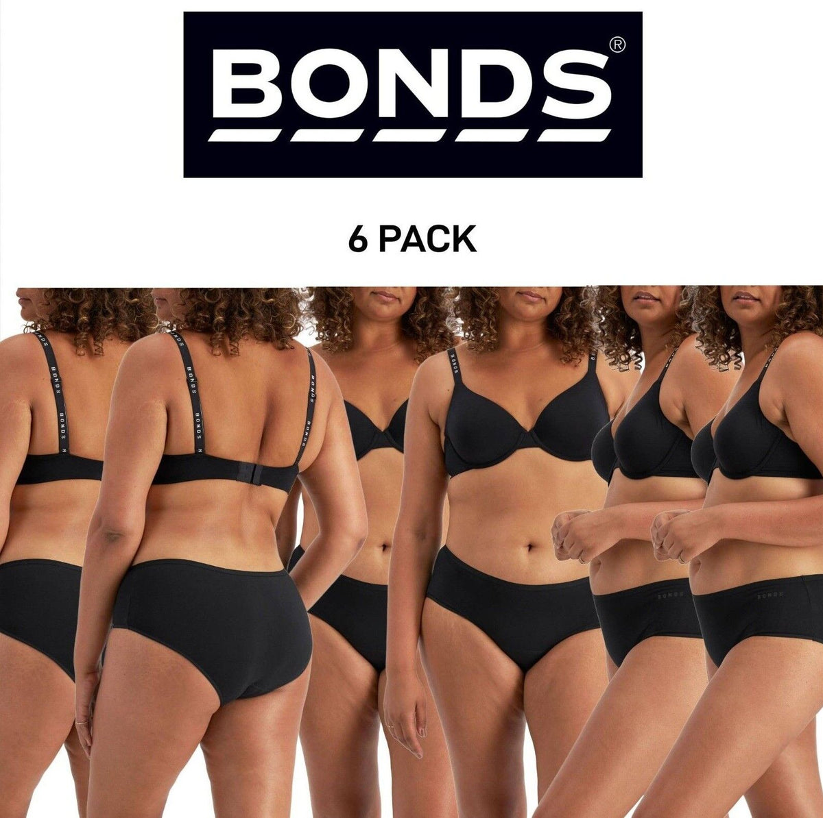 Bonds Womens Damn Dry Midi Brief Leak Protection Classic Support 6 Pack WRRAA