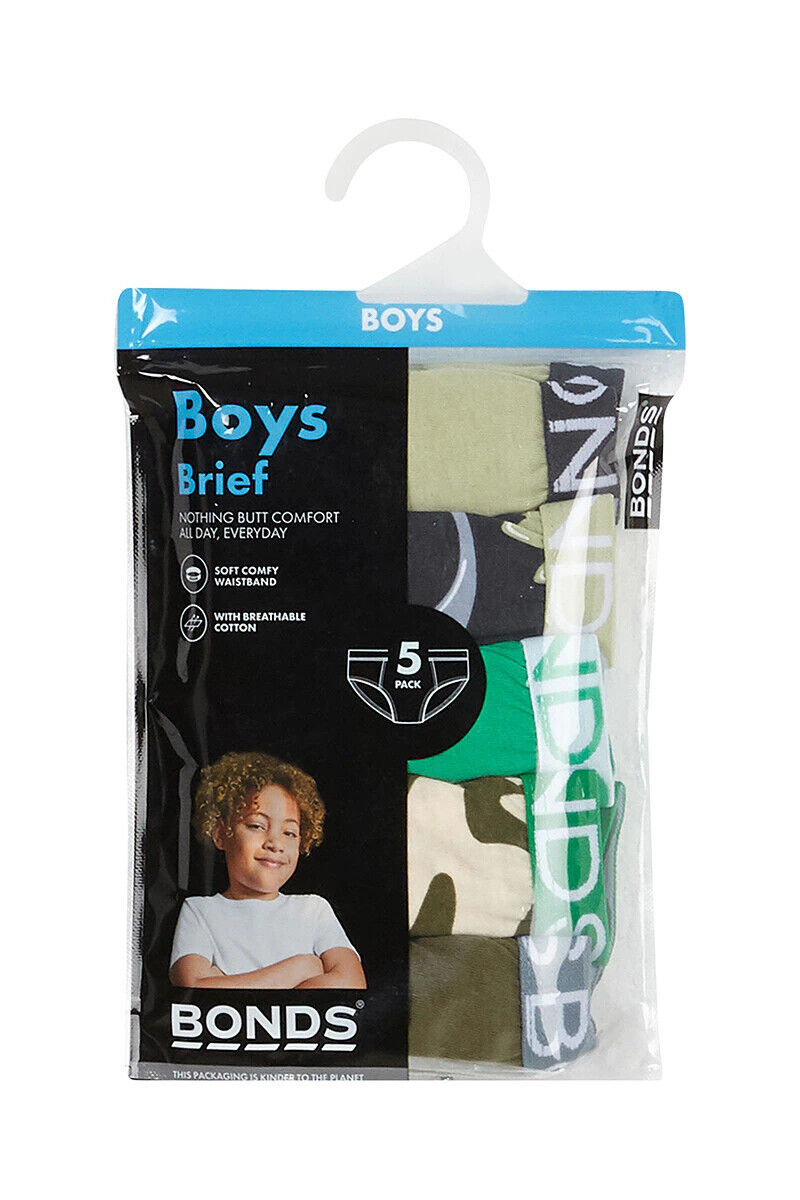 Bonds Boys Brief Soft Stretchable and Comfortable Contoured Fit 5 Pack UWNU5A