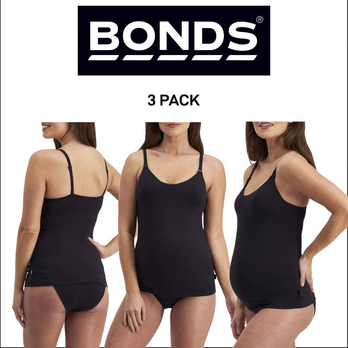 Bonds Womens Maternity Contour Support Singlet Organic Cotton 3 Pack YWYCY