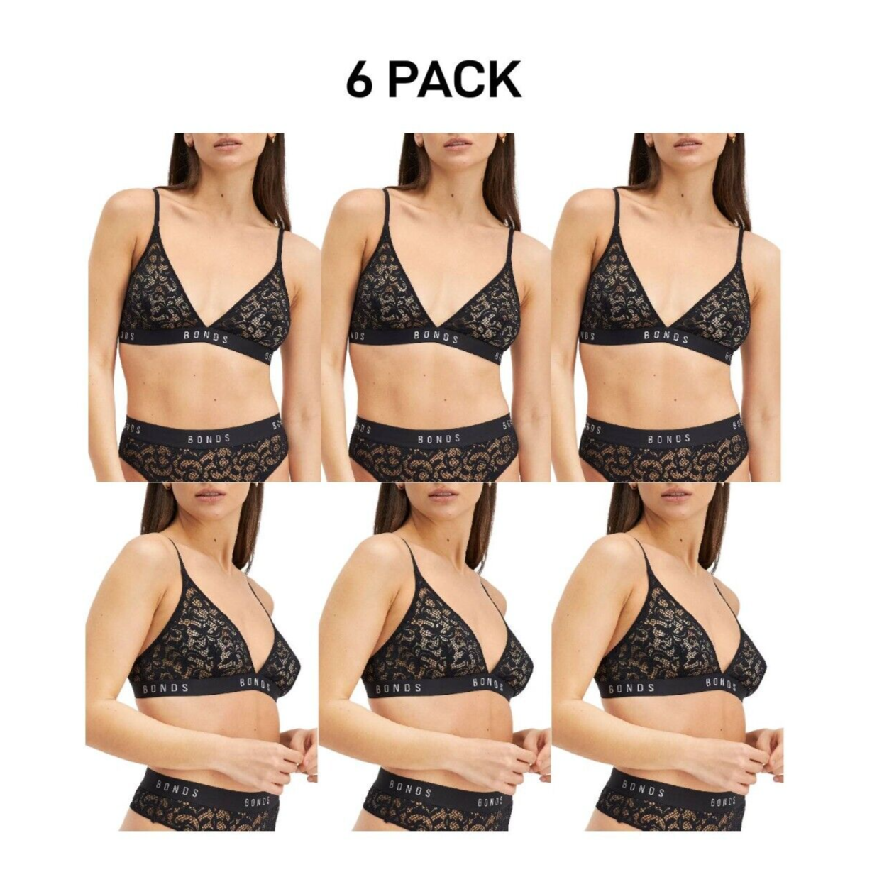 Bonds Womens Intimately Lace Triangle Bra Sexy Gorgeous Lacy Outer 6 Pack YWVY