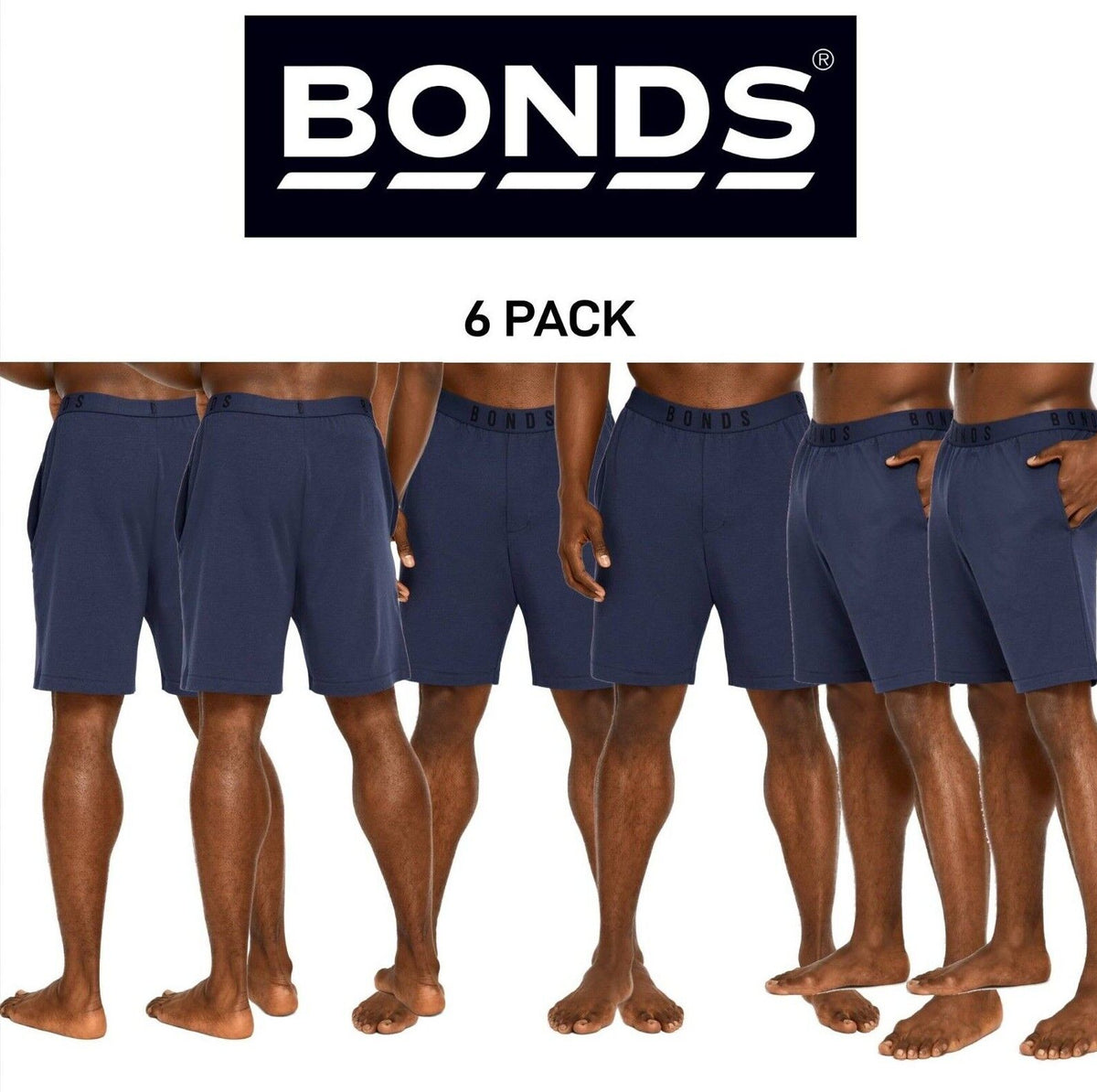 Bonds Mens Comfy Livin Jersey Shorts Soft & Stretchy Elastic Waist 6 Pack MXMBP