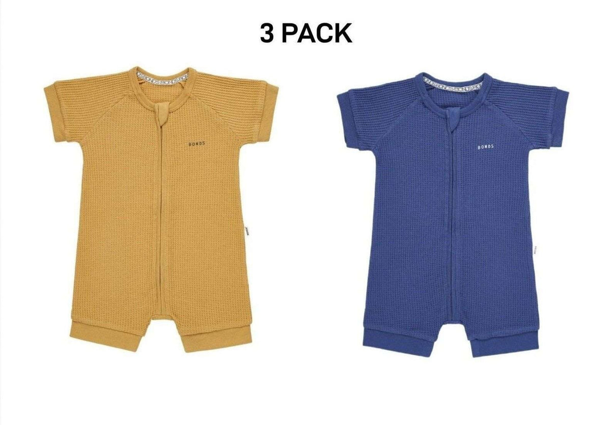 Bonds Baby Waffle Romper Soft Recycled Cotton Stretchy Fabric 3 Pack BWRNA