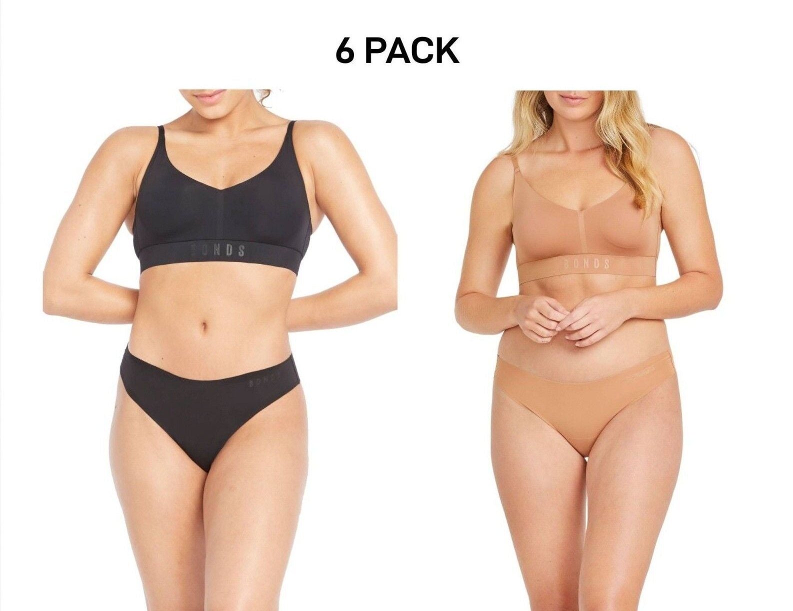 Bonds Womens Invisi Freecuts Gee G-String Shape Simple Bold Branding 6 Pack WU3V