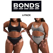 Bonds Womens Retro Rib Hi Leg Bikini Comfortable Smooth Waitband 6 Pack WU8GA