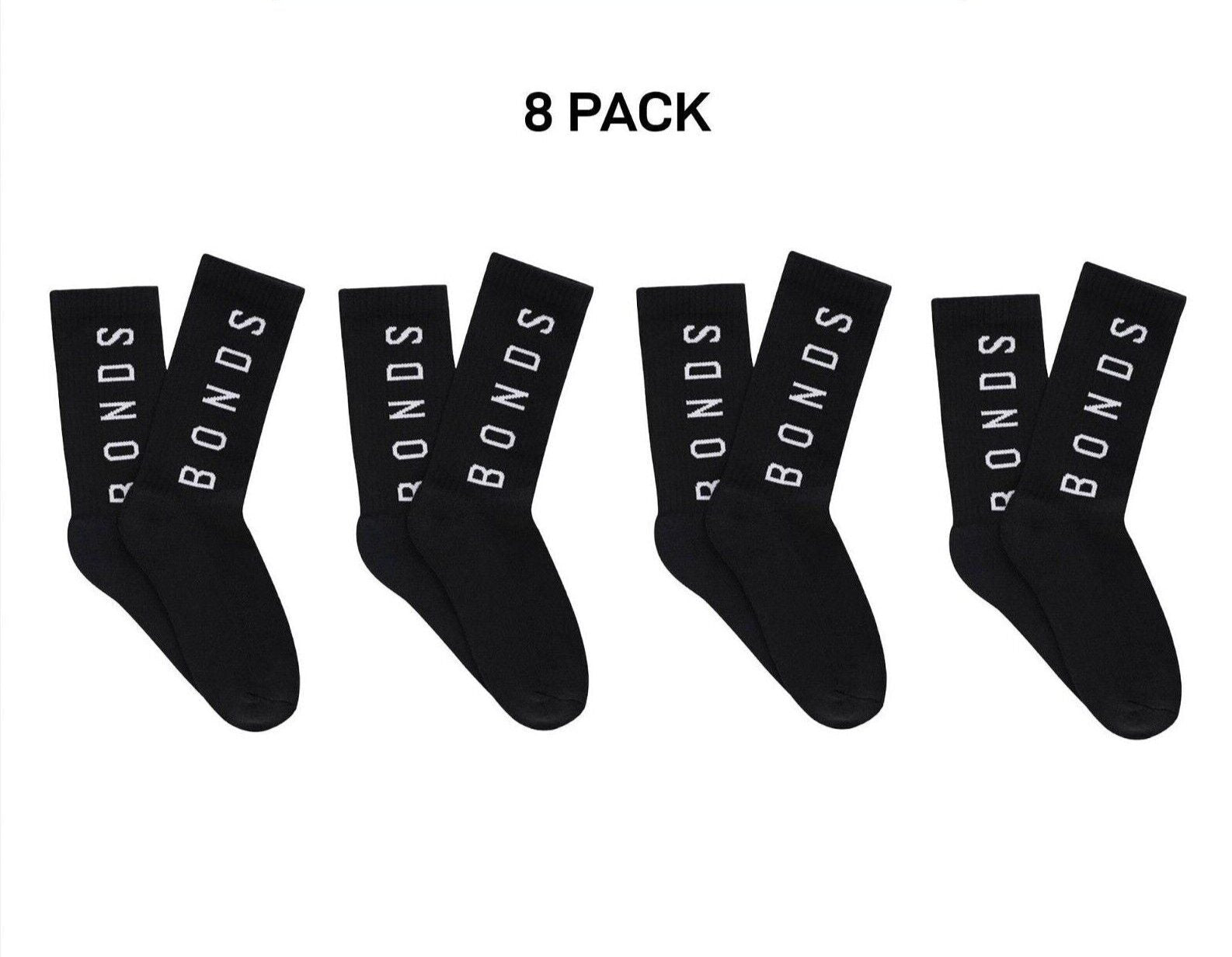 Bonds Mens Originals Crew Socks Stretchy Rib Ankle & Arch Support 8 Pack SYEX2N