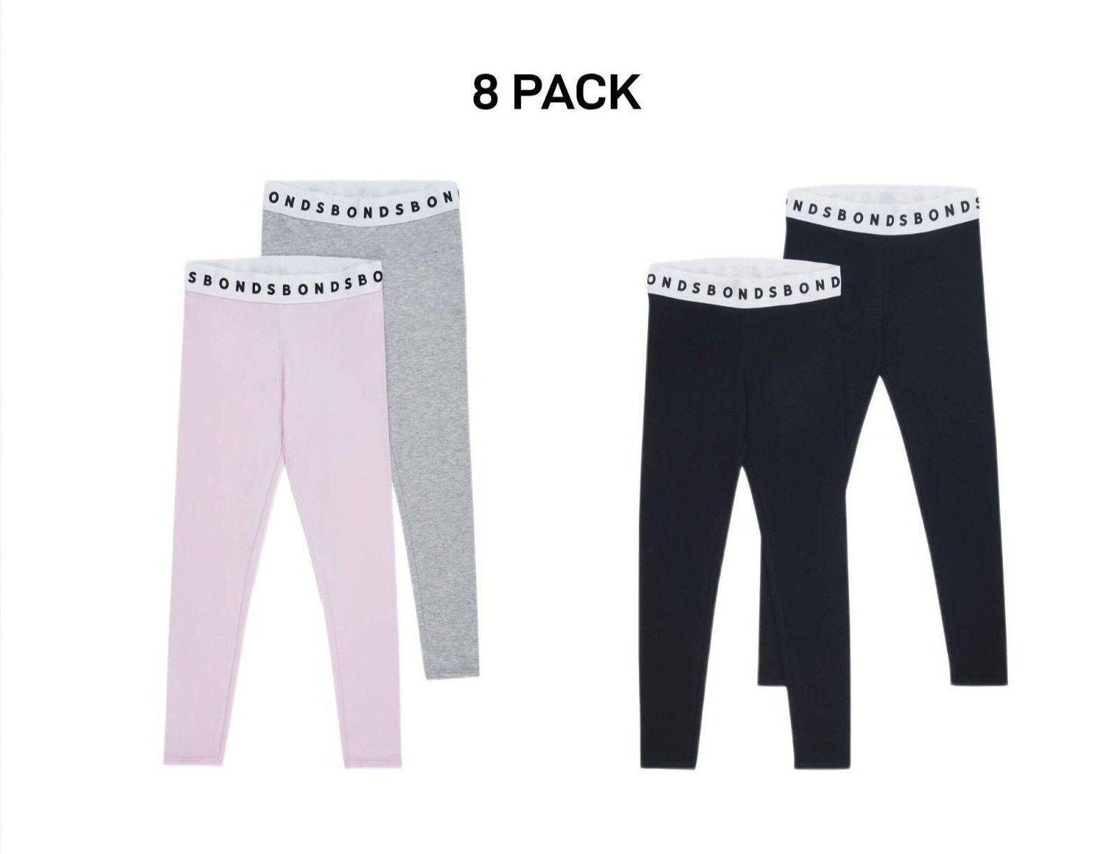 Bonds Girls Hipster Leggings Comfortable Elastic Stretchy Cotton 8 Pack KWE7K