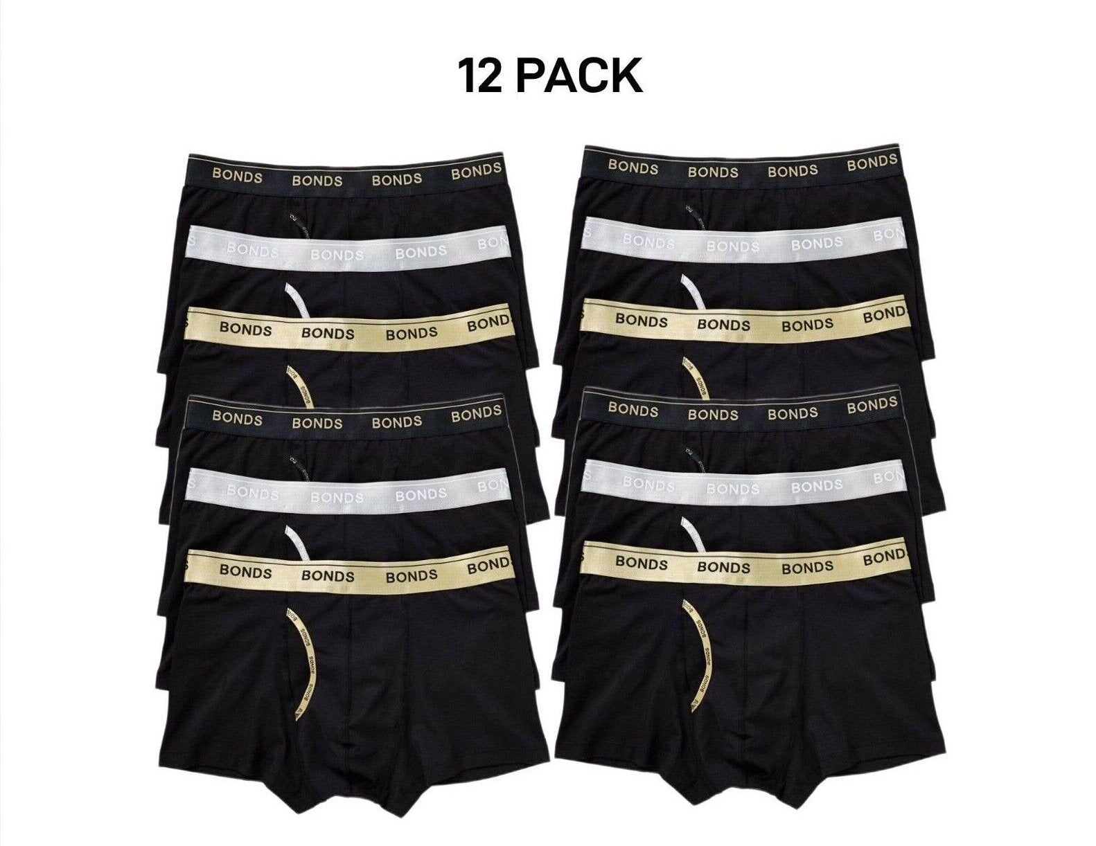 Bonds Mens Guyfront Trunk Super Soft Waistband With Logo 12 Pack MZ963A