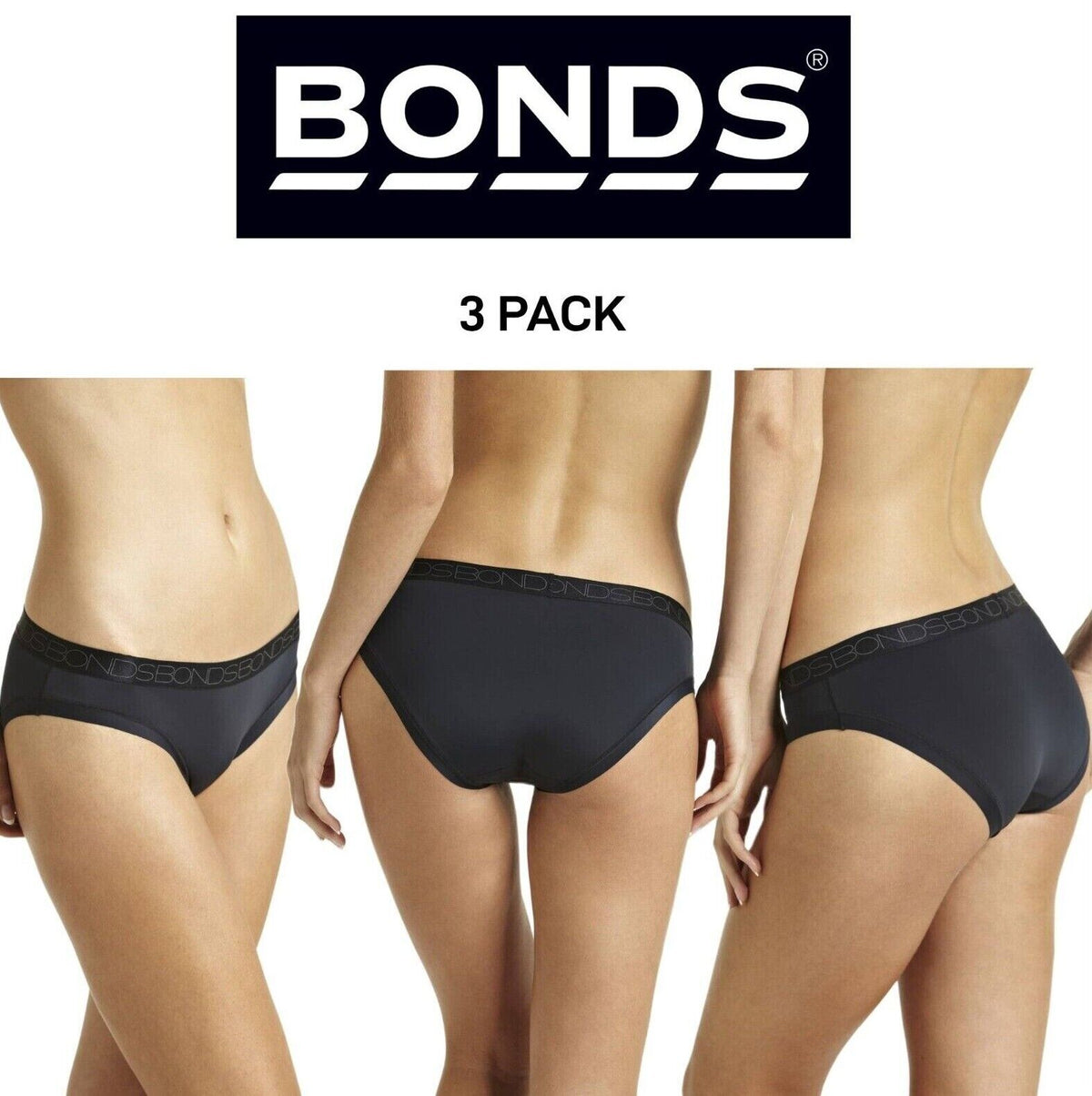 Bonds Womens Invisitails Bikini Lightweight Smooth Leg Band Brief 3 Pack WZ5WBY