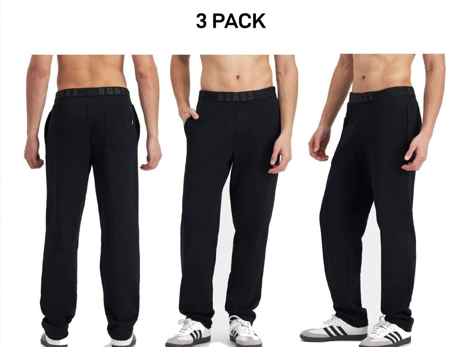 Bonds MEns Originals Straight Leg Trackie Comfiest Cotton Smooth 3 Pack AVMHI