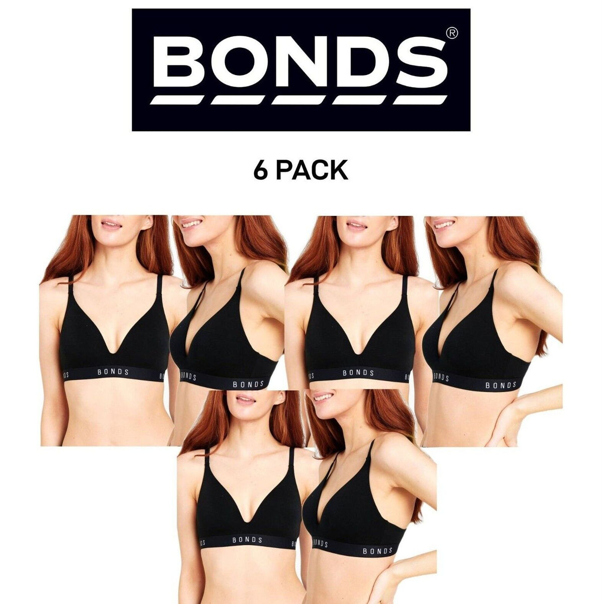 Bonds Womens Original Contour Triangle Soft Stretch Wireless Bra 6 Pack YXYQY