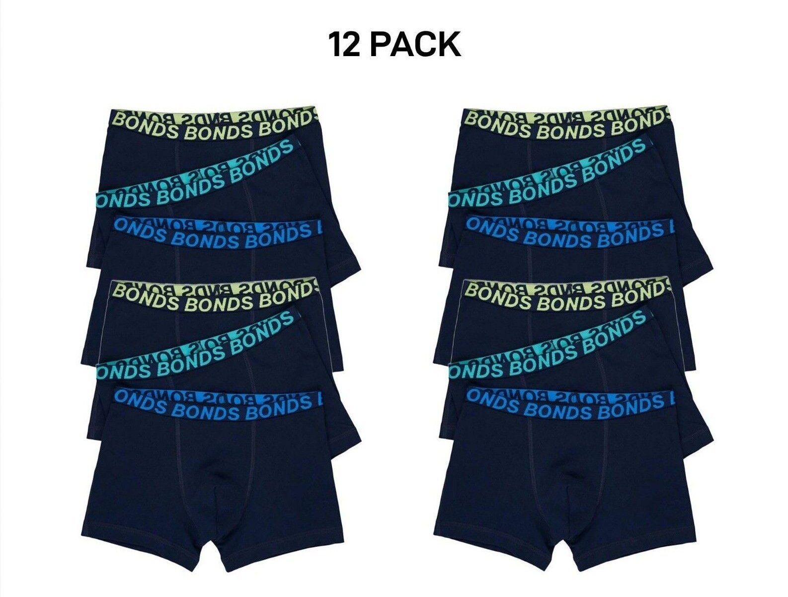 Bonds Boys Trunk Sport Moisture Wicking Cool Dry Comfort Covered 12 Pack UWKN3A