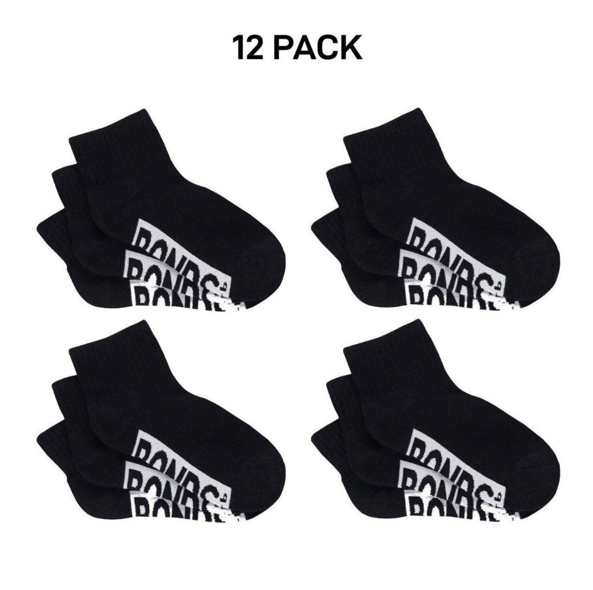 Bonds Kids Cushioned Quarter Crew Thickness for Comfiness Sock 12 Pack RXVP3N