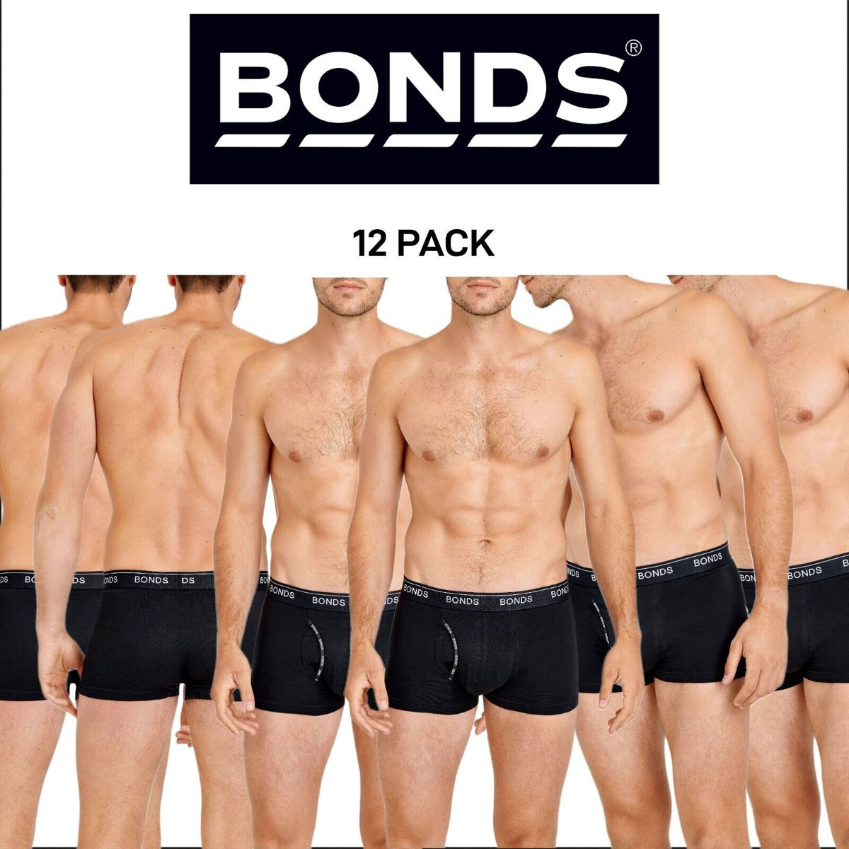 Bonds Mens Guyfront Trunk Function Fly Opening Comfy Cotton Blend 12 Pack MZVJS