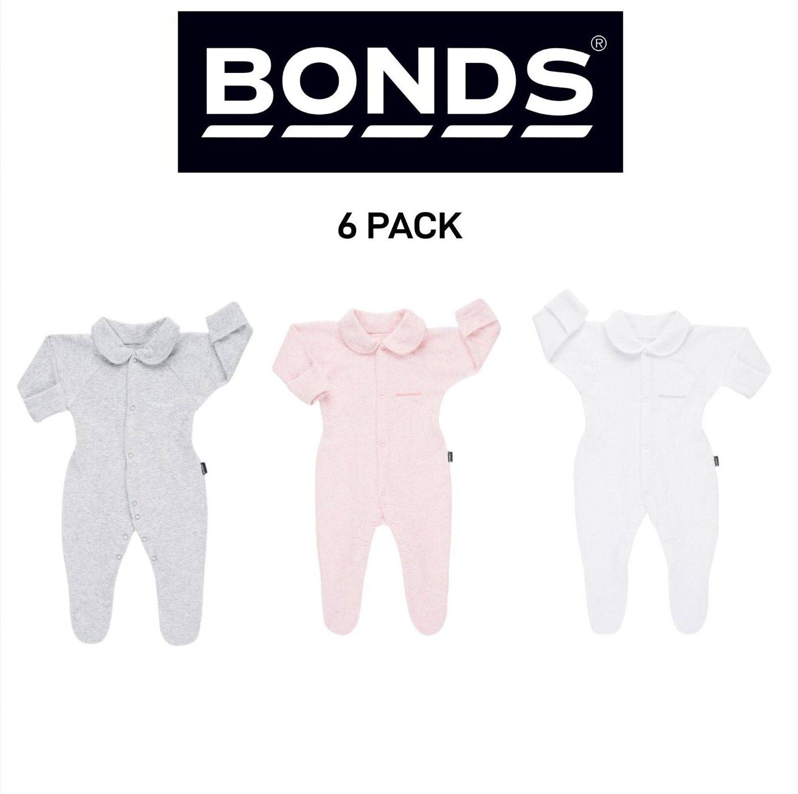 Bonds Baby Originals Poodlette Wondersuit Cosy Collar & Extra Warm 6 Pack BXEFA