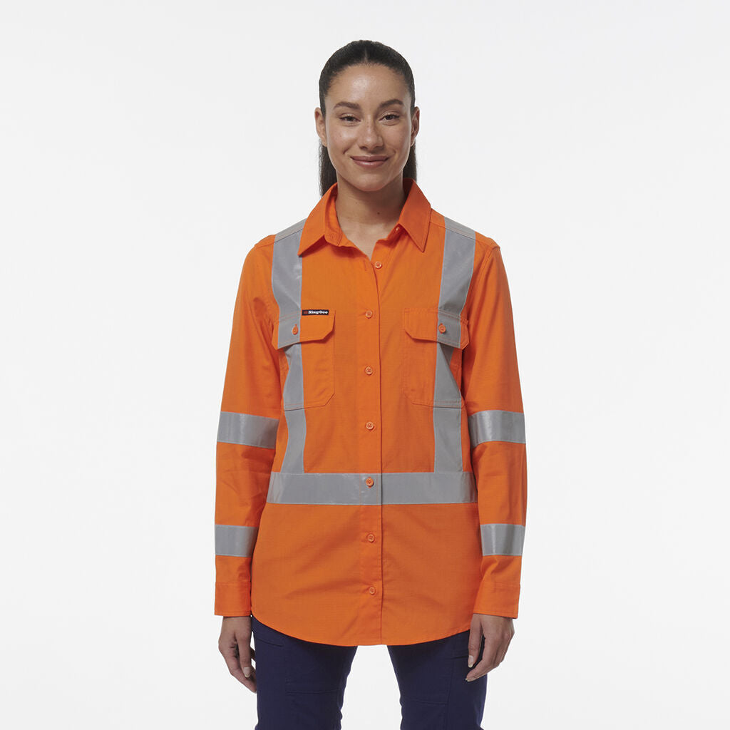 KingGee Womens Safety Workcool Vented X Back Reflective Breathable Shirt K44233-Collins Clothing Co