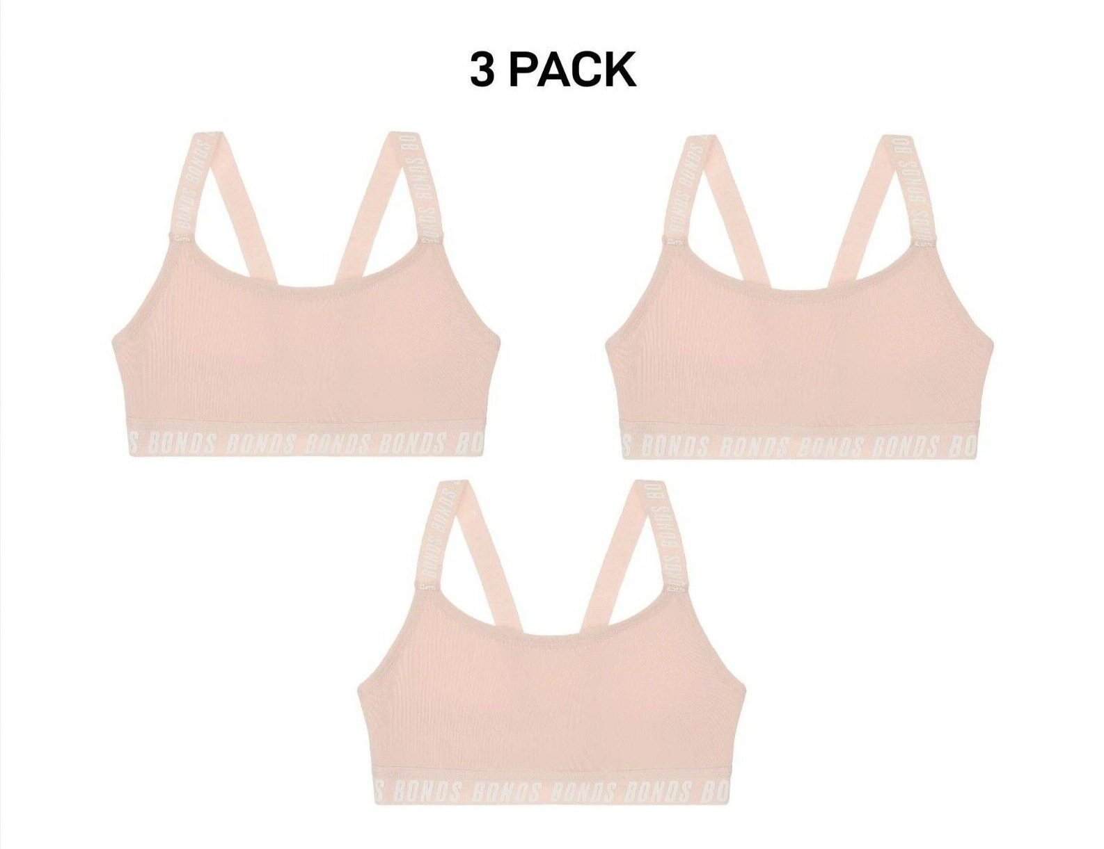 Bonds Girls Performance Pullover Crop Durable and Stretchy Bra 3 Pack UWH41A