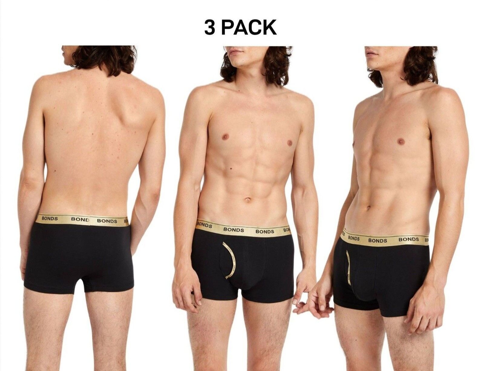 Bonds Mens Guyfront Trunk Seamless Side Comfortable Functional Fly 3 Pack MZVJSI